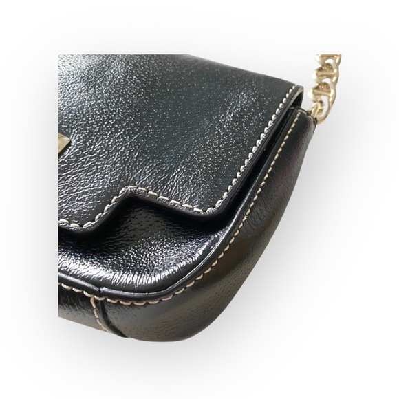 Kate Spade KSNY  Turnlock Gold Chain Handle Mini Bag Handbag  Black Leather  - Picture 7 of 16